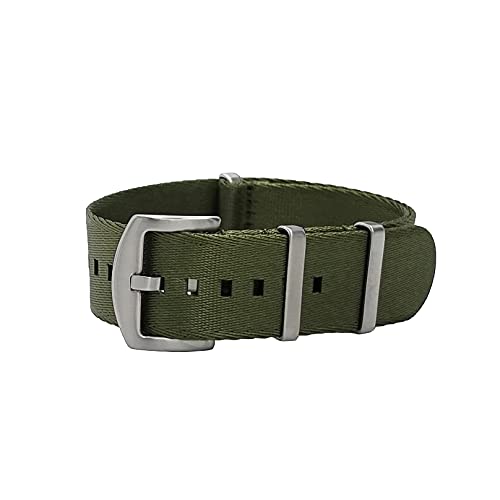 masar 18mm Premium NATO Grün Green Army – Brushed Steel Buckle - Watch Straps, Bands – Uhrenarmband Ambandd, Uhren, Uhr – Nylon 18 mm Satin von masar