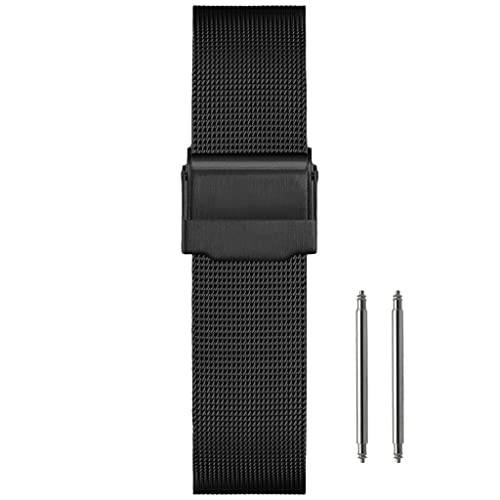 masar 20mm Black Mesh 0.4mm Universal - Premium - Milanese Armband, Edelstahl, Uhrenarmband Mesh, Watch, Milanaise von masar