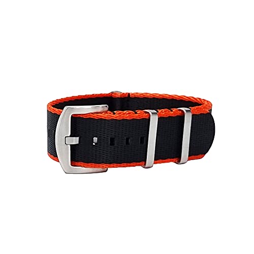 masar 20mm Premium NATO Schwarz/Black Orange - Brushed Steel Buckle - Watch Straps, Bands – Uhrenarmband Ambandd, Uhren, Uhr - Nylon 20 mm von masar