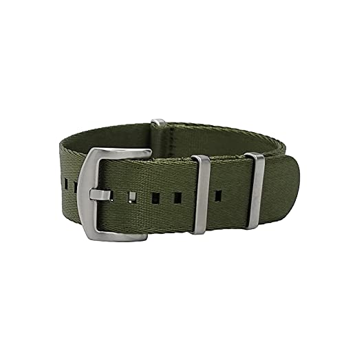 masar 20mm Premium NATO Schwarz/Grün Green Army – Brushed Steel Buckle - Watch Straps, Bands – Uhrenarmband Ambandd, Uhren, Uhr – Nylon 20 mm Satin von masar