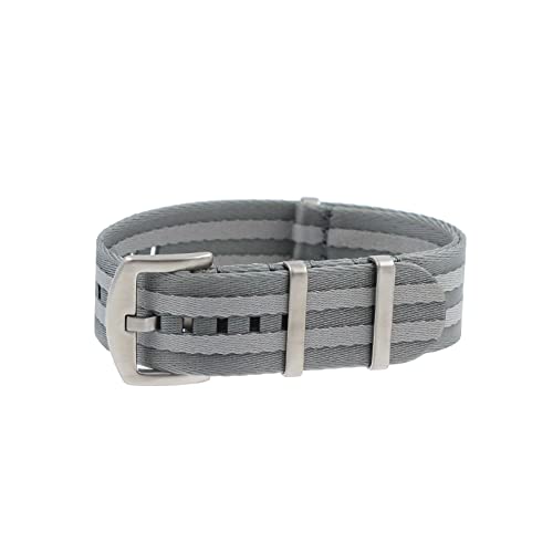 masar 22mm Premium NATO Grau – Grey/Light Grey - Brushed Steel Buckle - Watch Straps, Bands – Uhrenarmband Ambandd, Uhren, Uhr – Nylon – 22 mm von masar