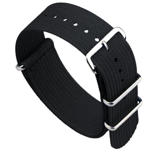 masar NATO Hybrid-Uhrenarmband aus Nylon & Silikon – Ersatzband NATO G10 – Set mit Werkzeug, schwarz, 20mm, Riemen von masar