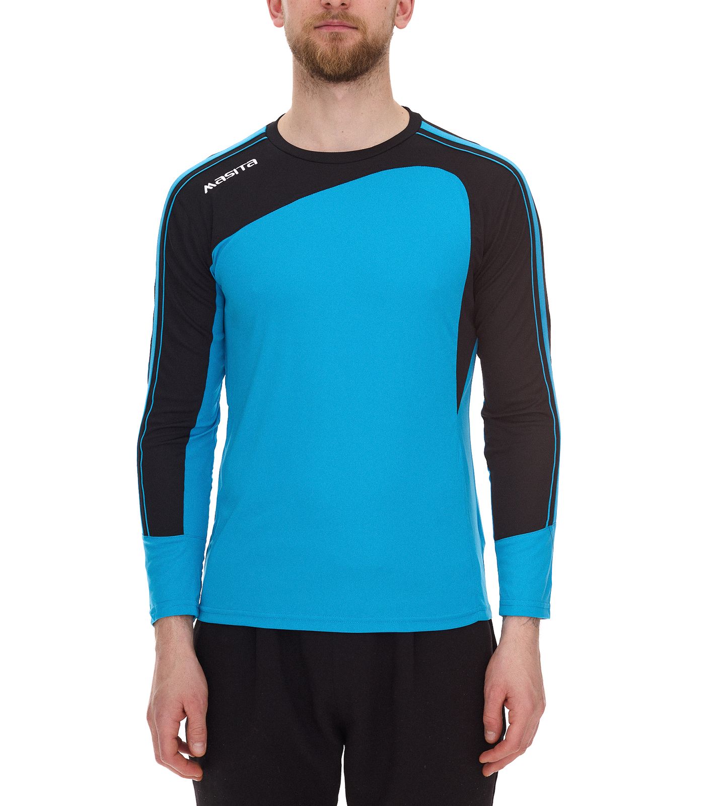 masita Herren Fitness-Pullover mit ClimaTech+ Technologie Langarm-Shirt Sport-Trikot Torwarttrikot 8516-2315 Blau/Schwarz von masita
