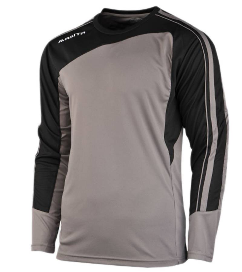 masita Kinder Fitness-Pullover mit ClimaTech+ Technologie Langarm-Shirt für Jungen und Mädchen Sport-Trikot Torwarttrikot 8516-1815J Grau/Schwarz von masita