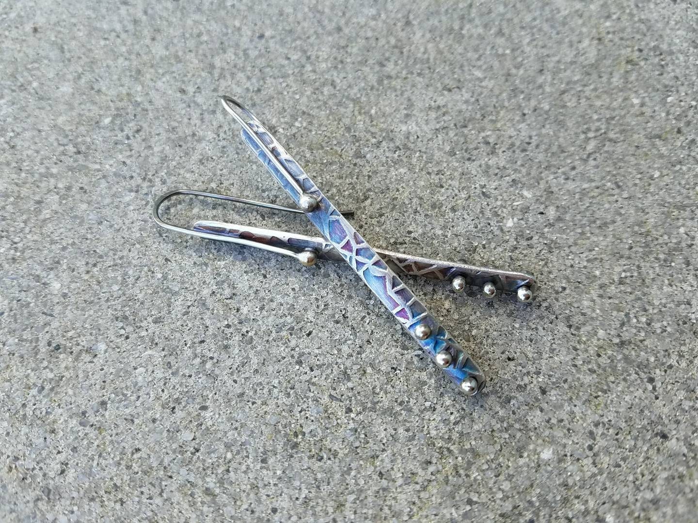 Bar Drop Sterling Ohrringe Mit Nieten Bar Drop Sterling Ohrringe Mit Nieten von masonmetaldesigns