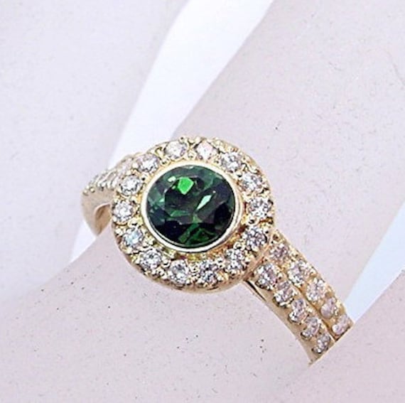 Aaa Chrome Grüner Turmalin 5.0 Mm .54 Carats 14K Gelbgold Diamant Brautschliff 0868 von mastergoldcraft
