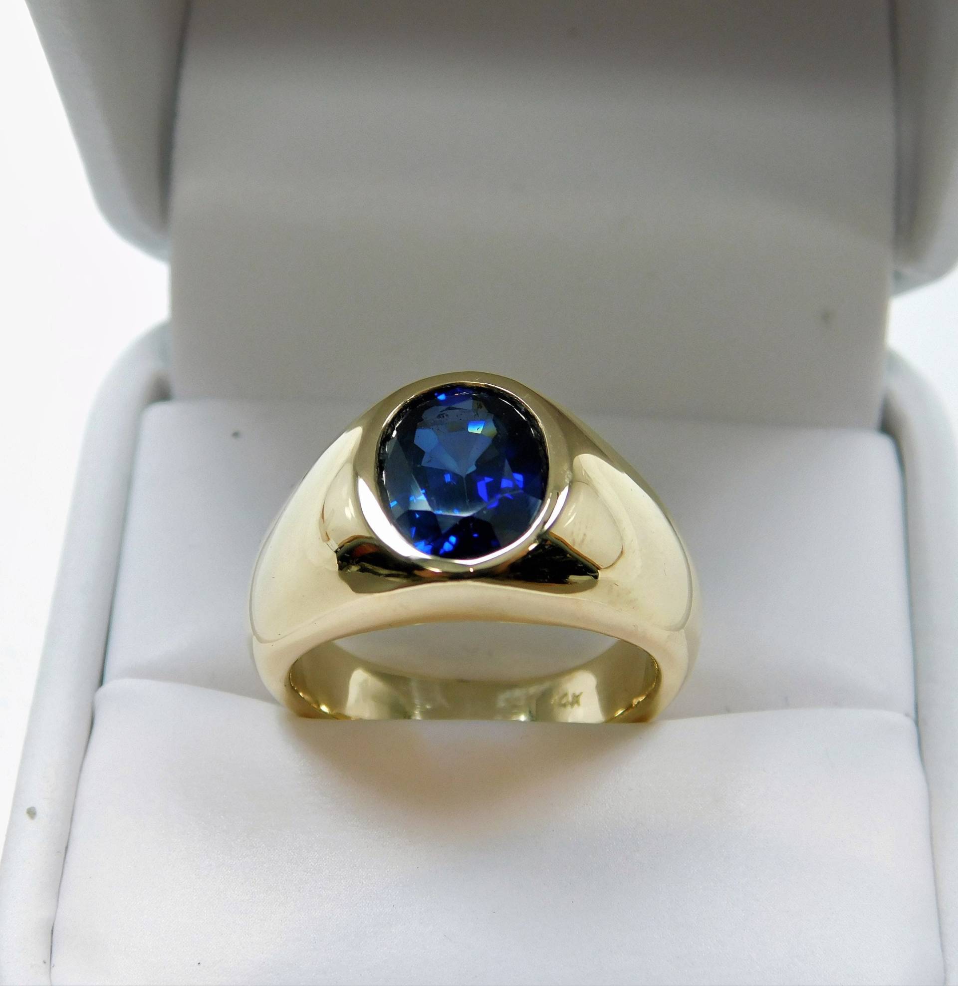 Aaaa Blauer Saphir 10 X 8 Mm Mann Hergestellt Ovalschliff 2, 96 Karat 14K Gelbgold Herrenring 19 Gramm 0204 von mastergoldcraft