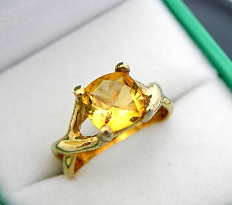 Aaaa Kanariengelber Beryll 8 X Mm Kissen in 18K Gelbgold Elke Statementring. Gewicht 1.55 Karat Heliodor 0769 von mastergoldcraft