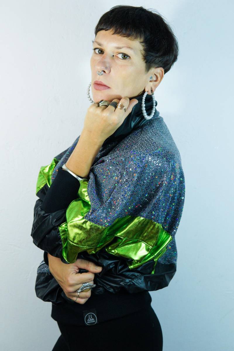 Jacke, Bomberjacke, Jacke 80Er Jahre Inspiriert, Outwear, Einzigartiger Disco-stil, Rave Party, Festivalkleidung, Festivaljacke Jacke, Bomberjacke, Jacke 80Er Jahre Inspiriert, Outwear, Einzigartiger Disco-stil, Rave Party, Festivalkleidung, Festivaljacke von maszynownia