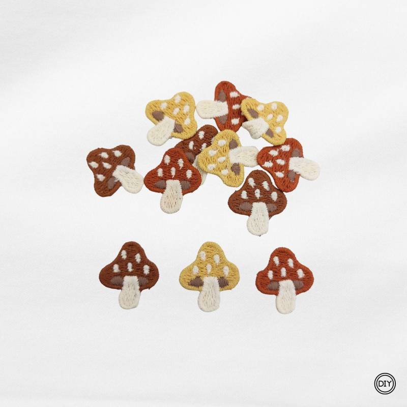 3Er Set Mini Applikation Pilz 2, 3x2cm Aufnäher Ap5 von material4DIY