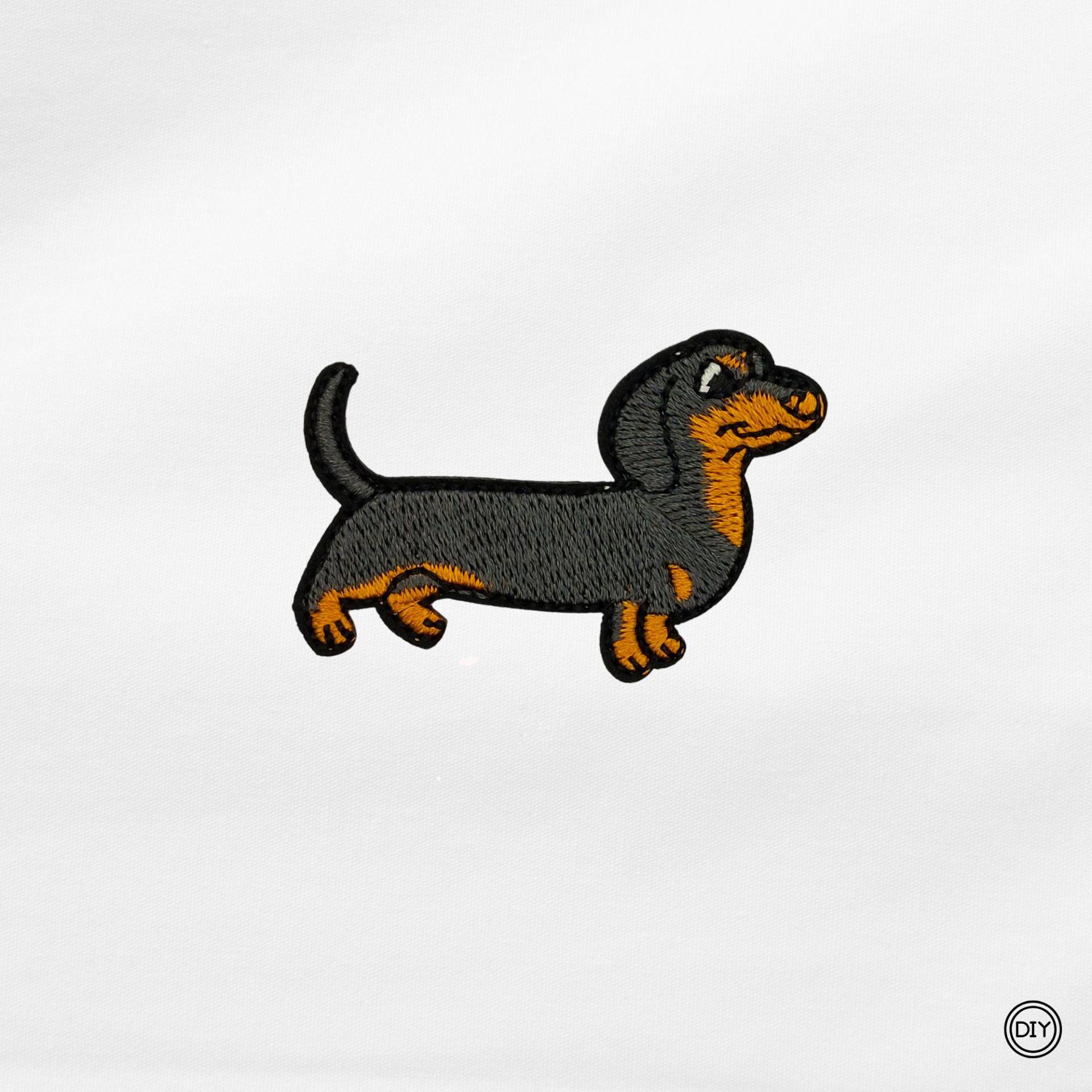 Aufnäher Gestickter Dackel Hund Patch Bügelbild Applikation. P20 von material4DIY