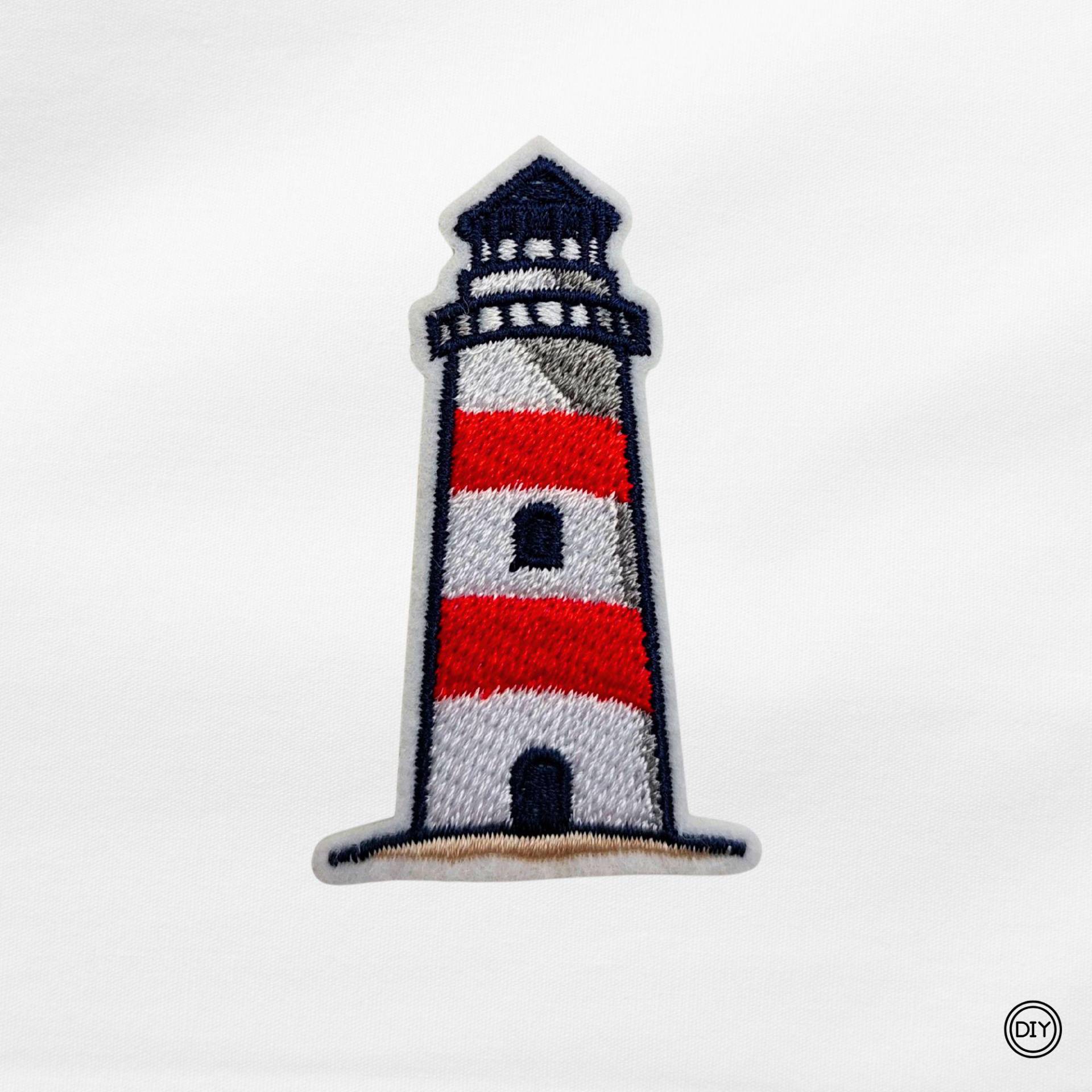 Aufnäher Gestickter Leuchtturm Patch Bügelbild Maritim von material4DIY