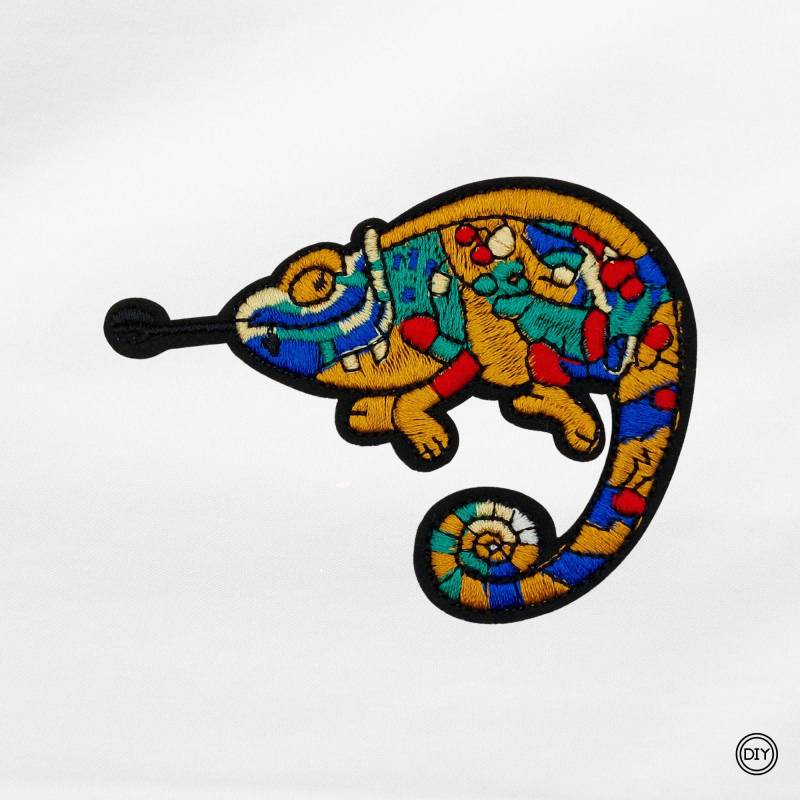 Aufnäher Gesticktes Großes Chamäleon Patch Bügelbild Applikation. P19 von material4DIY
