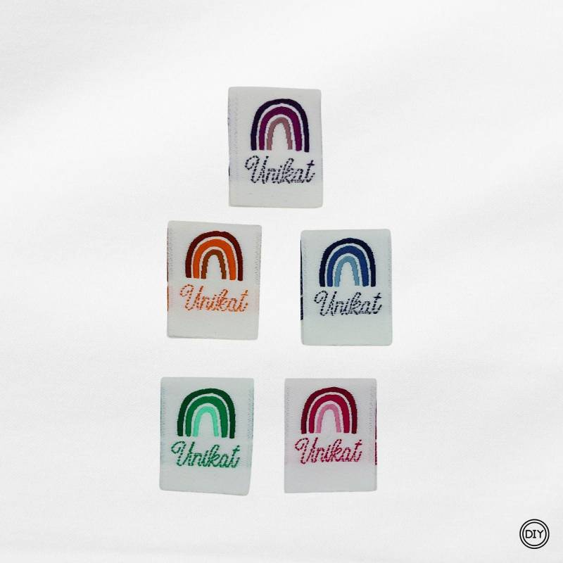 Gewebte Etiketten Regenbogen Unikat Label Stoffetiketten Webetikett . E65 von material4DIY