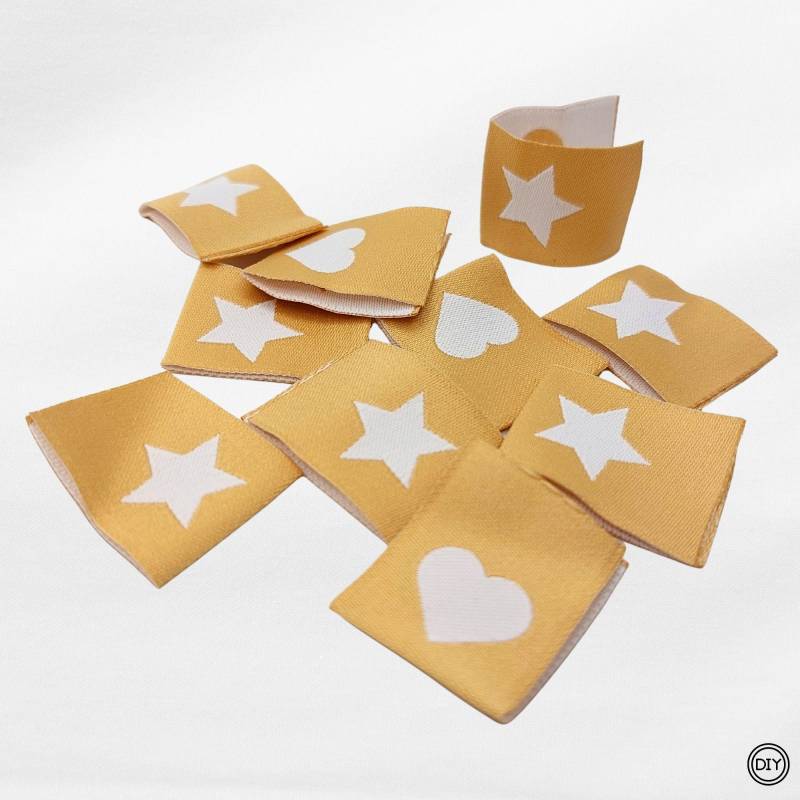 Gewebte Etiketten Stern Herz Label 20x50mm Stoffetiketten Webetikett . E3.2 von material4DIY