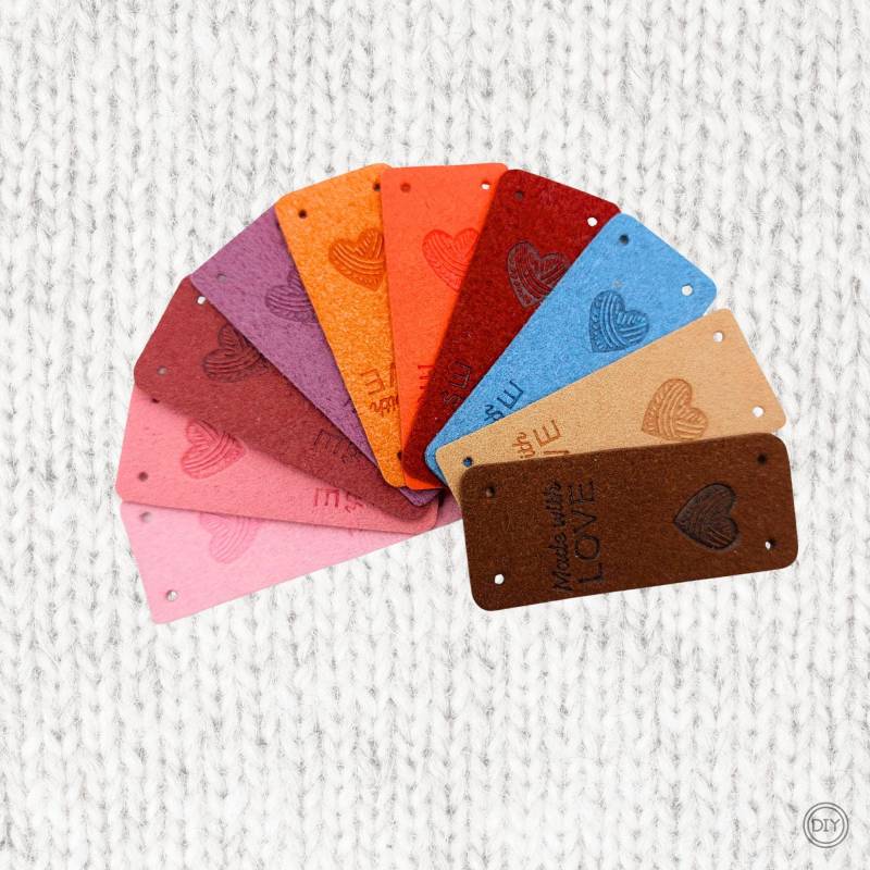 Label Handmade Wollherz Etikett 2x5 cm Tag Zum Annähen Diy Stricken E112 von material4DIY