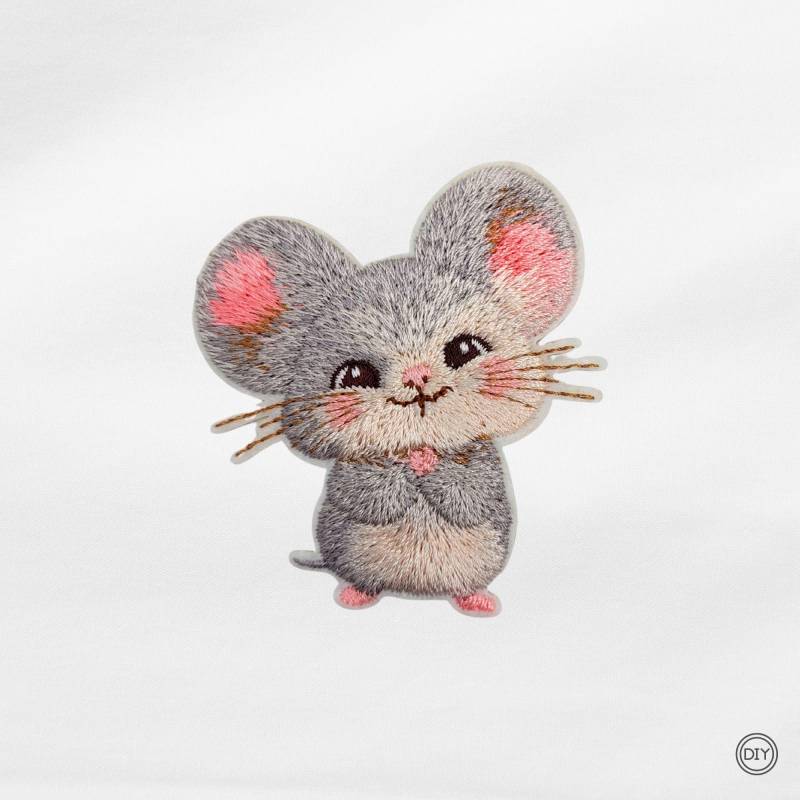 Maus Gestickter Aufnäher Patch Applikation Bügelbild P304 von material4DIY