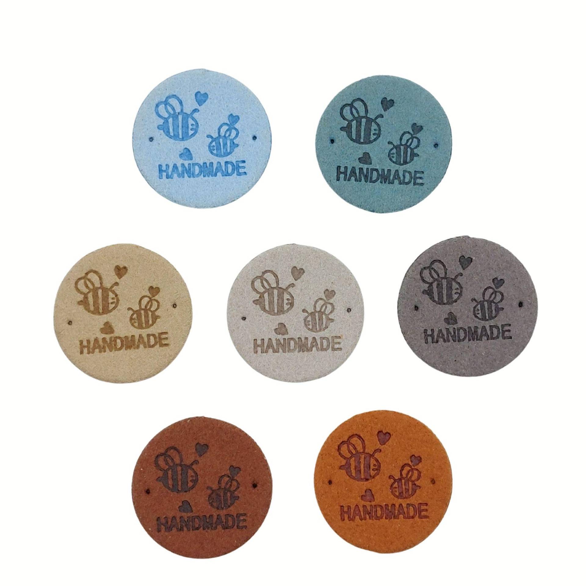 Runde Etiketten Handmade Bienen 25mm Leder Label Diy Stricken von material4DIY