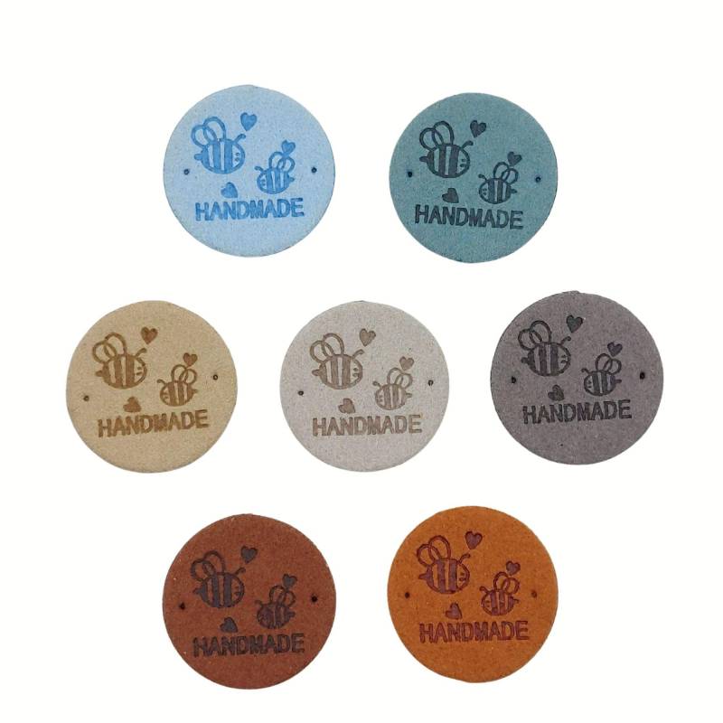 Runde Etiketten Handmade Bienen 25mm Leder Label Diy Stricken von material4DIY