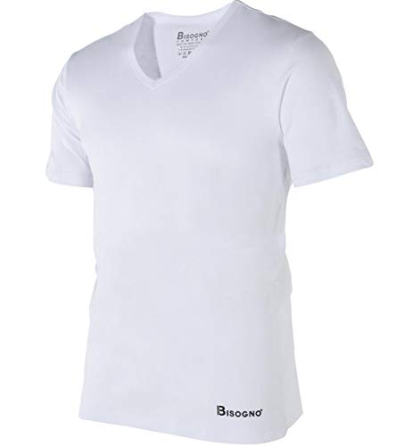 Herren T-Shirt weiß Premium Long - 2er Pack - V-Neck V-Ausschnitt - Männer Shirt L von matrasa