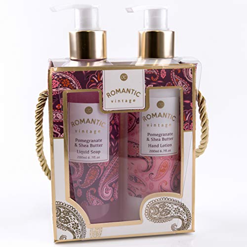 ROMANTIC vintage Geschenkset - Seife & Handcreme - Granatapfel Shea Butter 2x 200 ml von matrasa