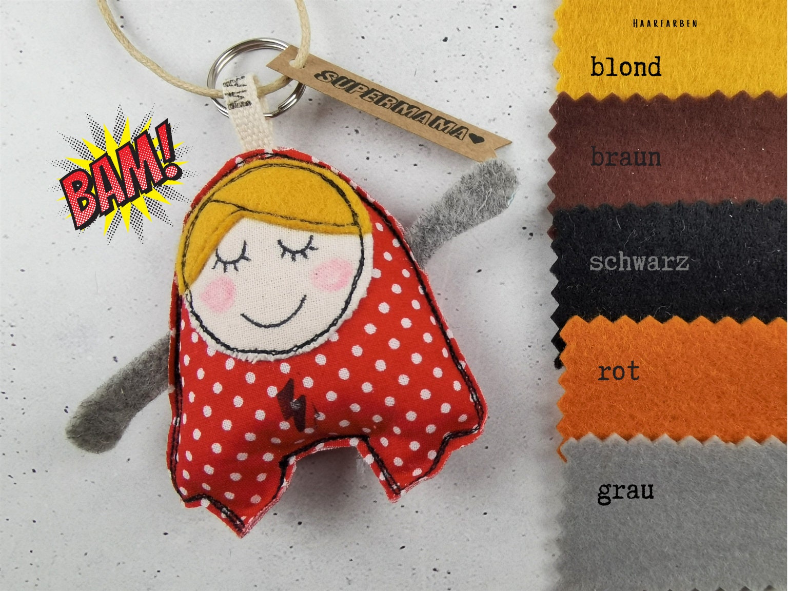 Kleine Super-Mama, Schlüsselanhänger, Taschenanhänger, Talisman, Wegbegleiter, Heldin, Beste Mama, Oma von maubisshop