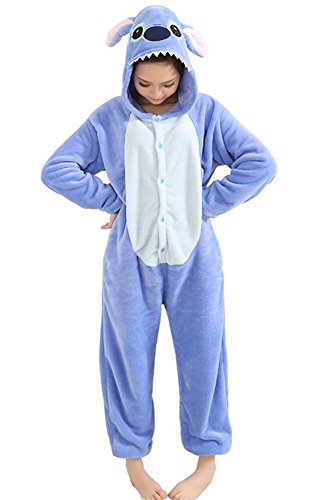 mauea Pyjama, Tiere, Cosplay, Halloween, Kostüm, Overall, Nachtwäsche, Erwachsene, Damen, Herren, Unisex, Stitchblau, Medium von mauea