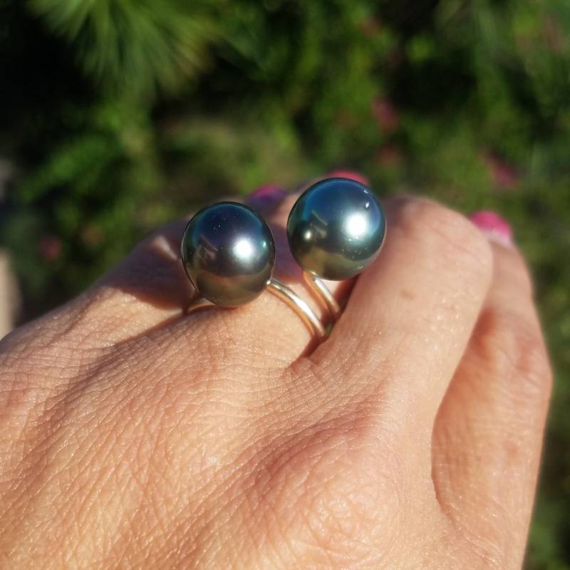 Doppelter Tahitiperlenring von mauioceanjewelry
