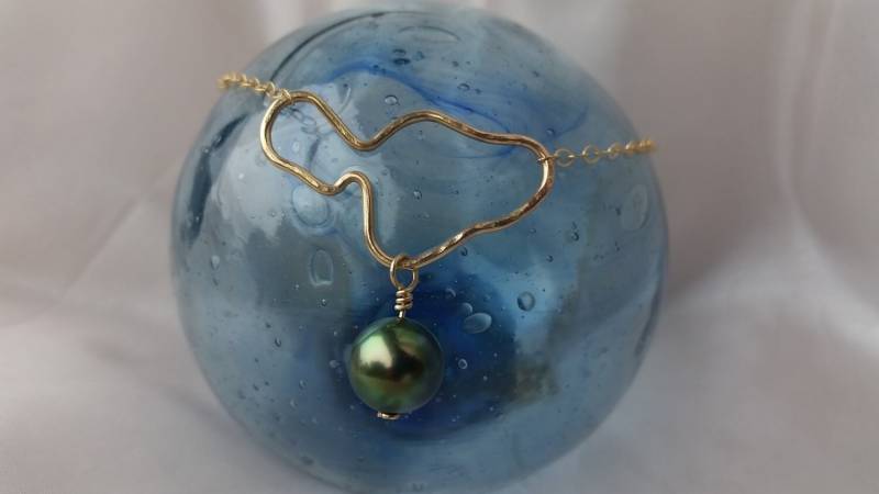 Gehämmerte Maui Kette Mit Einer Tahitiperle von mauioceanjewelry