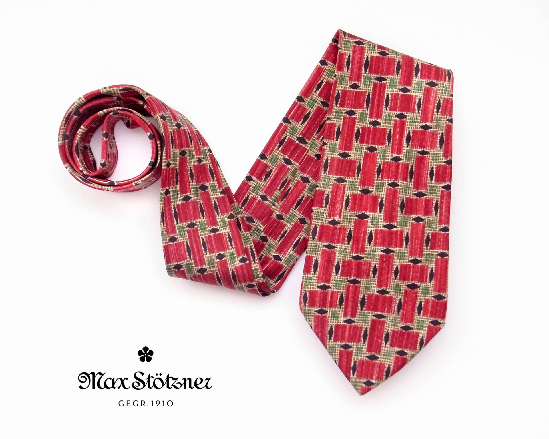 Leichte Vintage-Krawatte in Rot - 160cm Lang von maxStoetzner