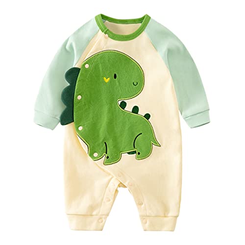maxToonrain Baby Kleidung Einteiler Outfit Nachtwäsche Langarm Strampler für 0-18 Monate Säugling Kleinkind Jungen und Mädchen, Dinosaurier (Grün), 68 von maxToonrain