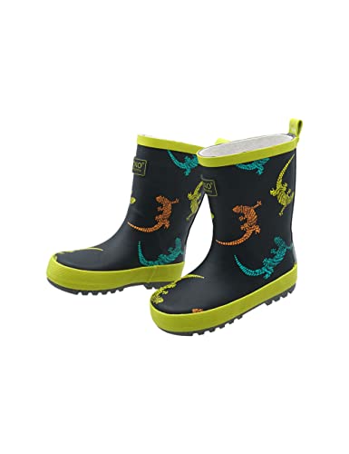 maximo Kinder Gummistiefel, Riegenstiefel, Babygummistiefel Jungen, schwarz, Motiv Gecko, Naturgummi, Gr. 26 von maximo