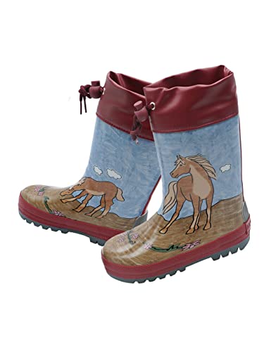 maximo Mädchen Gummistiefel, Babygummistiefel, Regenstiefel, rosewood, Motiv HORSE DREAM, gepatcht, Reflex 3M, Stulpe, Winterfutter (eu_footwear_size_system, little_kid, numeric, medium, numeric_29) von maximo