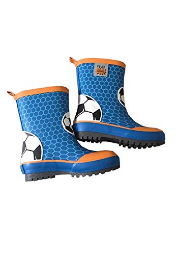 maximo, Kindergummistiefel, Regenstiefel für Jungen, blau/orange, Motiv Fußball (24 EU) von maximo