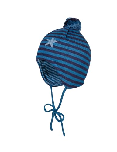 maximo Baby Boy-Mütze ausgenäht Jacquard, Ringel, Stern, Pompon Made in Germany von maximo