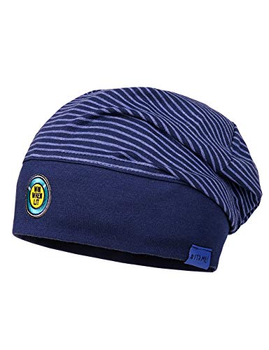 maximo Baby-Jungen Beanie, GOTS Mütze, Mehrfarbig (Dunkelmarine-Bluemeliert/Navy 614), 49 von maximo