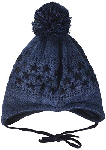 maximo Baby-Jungen mit Sternenmotiven und Pompon und Bindeband Mütze, Blau (Indigomel. 4), (Herstellergröße: 47) von maximo