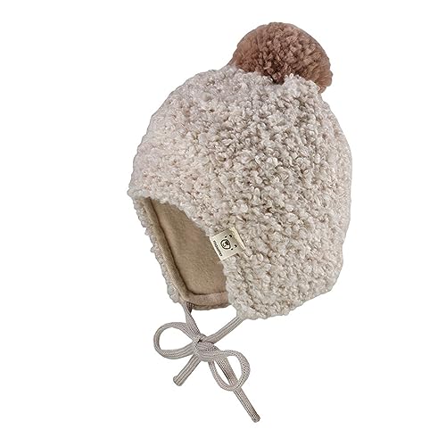 maximo Baby Mädchen Mütze/Bommelmütze mit Bindeband 33574 2911 in beige, Kleidergröße:47, Farbe:Beige von maximo