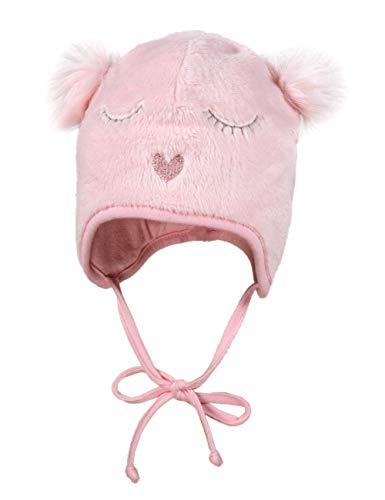 maximo Baby-Mädchen mit Gesicht und Öhrchen und Bindeband Mütze, Rosa (Zartrosa 30), (Herstellergröße: 43/45) von maximo