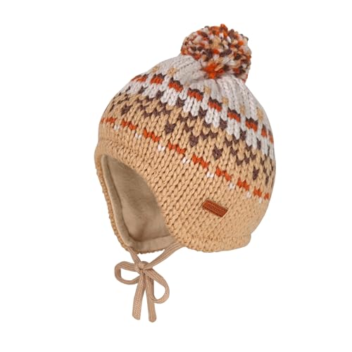 maximo Baby-Mütze, ausgenäht, Pompon Jacquard Grobstrick, Futter Made in Germany von maximo