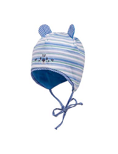maximo Baby - Mütze mit Bindeband, zartblau mit Öhrchen und Stickerei (35) von maximo