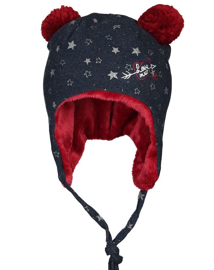 maximo Bommel-Mütze STARS gefüttert in navy/weinrot von maximo