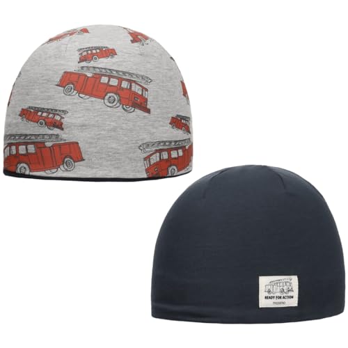 maximo Fire Trucks Kids II Wendemütze Kindermütze Beanie (47-49 cm - blau-grau) von maximo