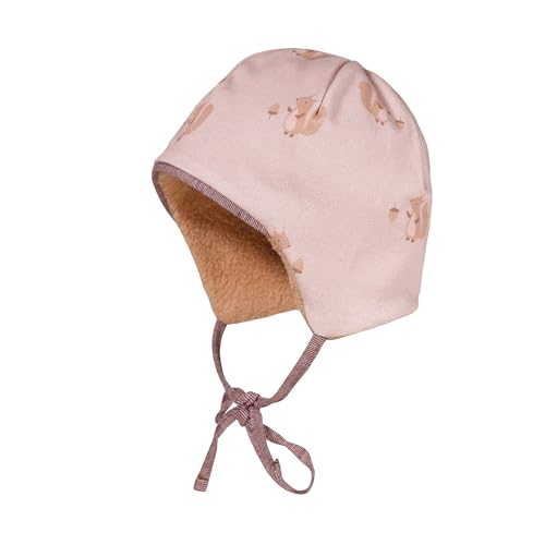 maximo GOTS Baby-Mütze, Jersey bedr. Teddyfutter, Bindeband Made in Germany Baumwolljersey von maximo