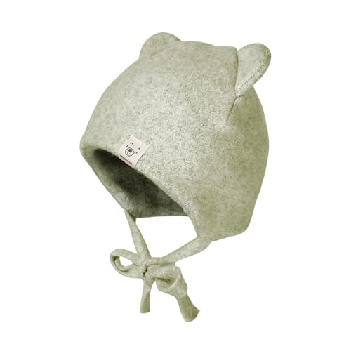 maximo GOTS Baby-Mütze, Öhrchen Fleece, Bindeband Made in Germany Baumwollfleece von maximo
