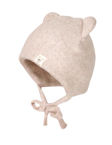 maximo GOTS Baby-Mütze, Öhrchen Fleece, Bindeband Made in Germany Baumwollfleece von maximo