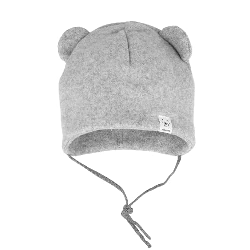 maximo GOTS Baby-Mütze,Baumwollfleece Öhrchen, Bindeband, doppelt Made in Germany Baumwollfleece von maximo