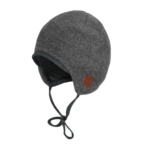 maximo GOTS Baby-Mütze,Wollfleece kbT Jerseyfutter KBA, Bindeband Made in Germany Wollfleece von maximo