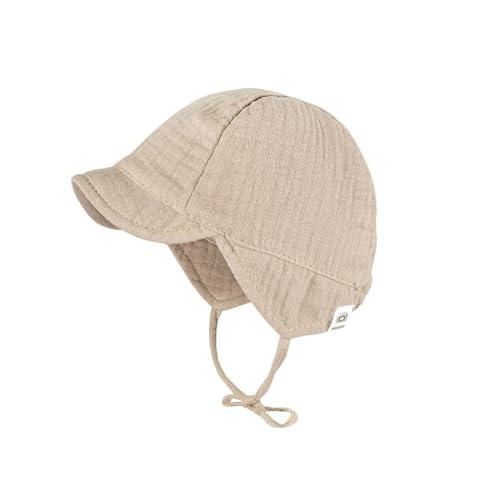 maximo GOTS Baby-Schildmütze Musselinstoff, Bindeband, Futter, UV 50 39 beigemeliert von maximo