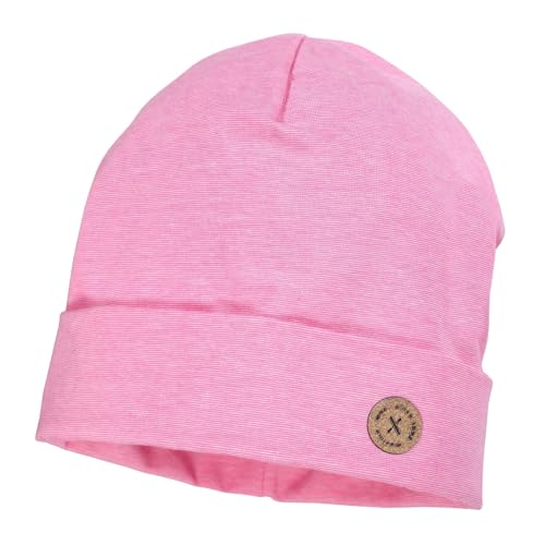 maximo GOTS Kids-Beanie Middle, Umschlag, Microringel Made in Germany 51 Sun pink-weiß von maximo